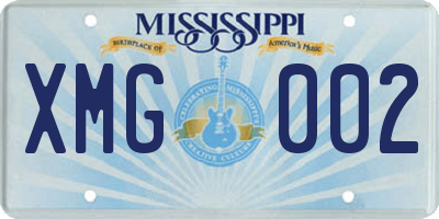 MS license plate XMG002