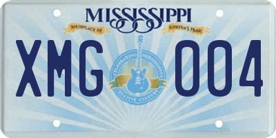 MS license plate XMG004