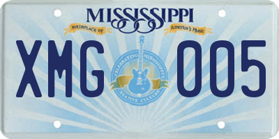 MS license plate XMG005
