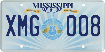 MS license plate XMG008