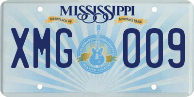 MS license plate XMG009