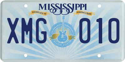 MS license plate XMG010