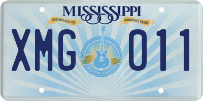 MS license plate XMG011