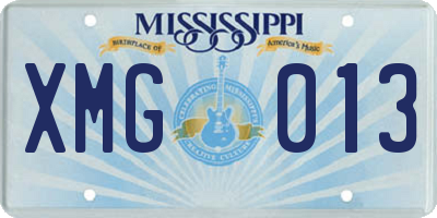 MS license plate XMG013