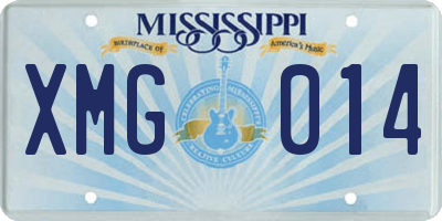 MS license plate XMG014