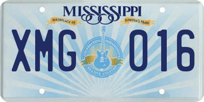 MS license plate XMG016
