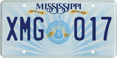 MS license plate XMG017