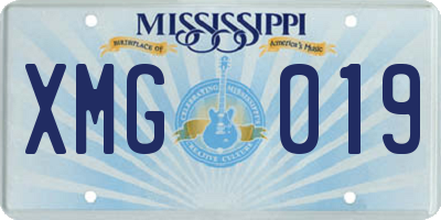 MS license plate XMG019