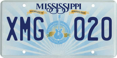 MS license plate XMG020