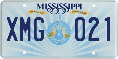 MS license plate XMG021