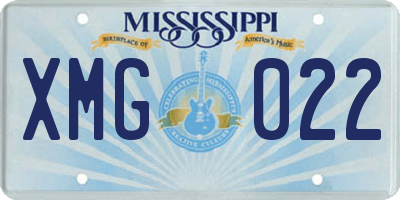 MS license plate XMG022