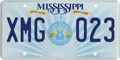 MS license plate XMG023