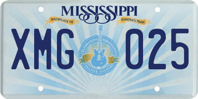 MS license plate XMG025