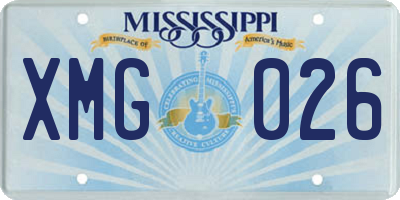 MS license plate XMG026