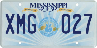 MS license plate XMG027