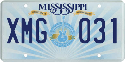 MS license plate XMG031