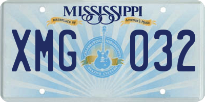 MS license plate XMG032
