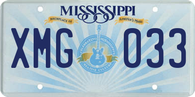 MS license plate XMG033