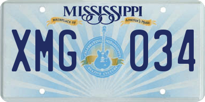MS license plate XMG034