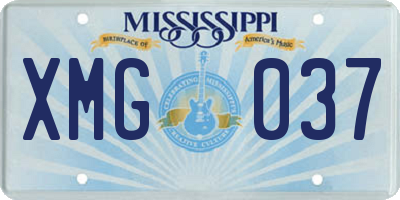 MS license plate XMG037