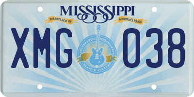 MS license plate XMG038