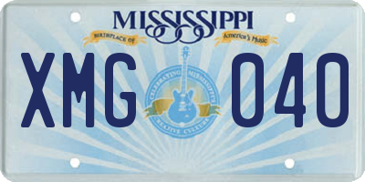 MS license plate XMG040