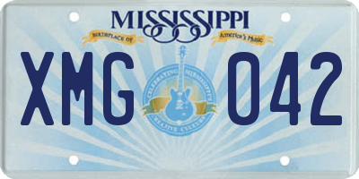 MS license plate XMG042
