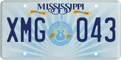 MS license plate XMG043