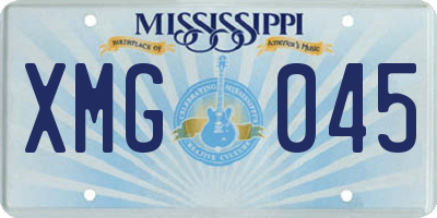 MS license plate XMG045