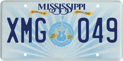 MS license plate XMG049