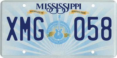 MS license plate XMG058