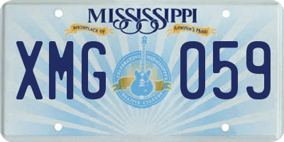 MS license plate XMG059