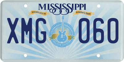 MS license plate XMG060