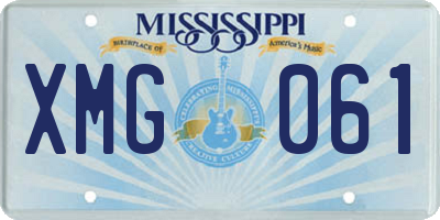 MS license plate XMG061