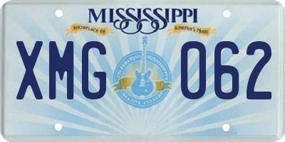 MS license plate XMG062