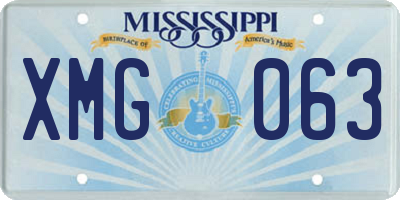 MS license plate XMG063