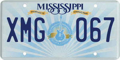 MS license plate XMG067