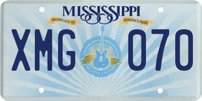 MS license plate XMG070