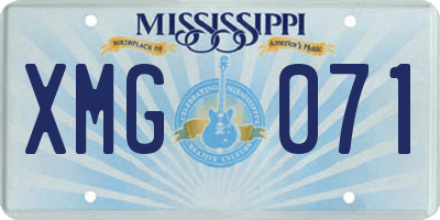 MS license plate XMG071