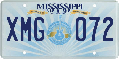 MS license plate XMG072