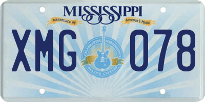 MS license plate XMG078
