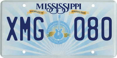 MS license plate XMG080
