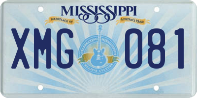 MS license plate XMG081
