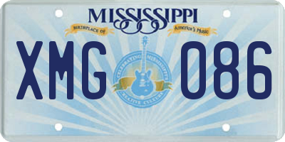 MS license plate XMG086