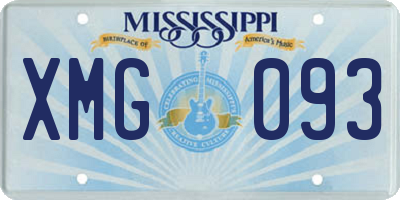 MS license plate XMG093