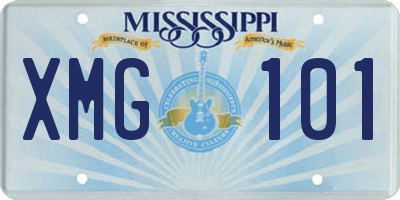 MS license plate XMG101