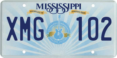 MS license plate XMG102