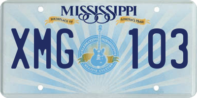MS license plate XMG103