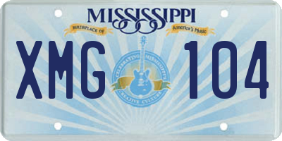 MS license plate XMG104
