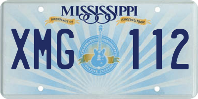 MS license plate XMG112